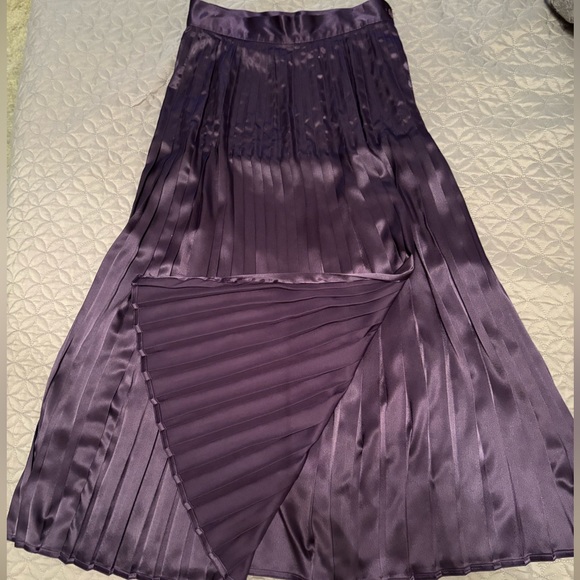 Vintage Jac Dale Purple Pleated High Waisted Midi Skirt Size 0 - Picture 3 of 7
